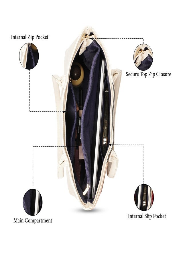 كابريس حقيبة حمل كبيرة من كابريس توبي، متوافقة مع أجهزة الكمبيوتر المحمولة مقاس 16 بوصة، للنساء | تصميم أنيق ومتين ومتعدد الجيوب للعمل والسفر والتسوق | أحزمة مريحة للكتف والحمل باليد (بيج داكن) - Image 4